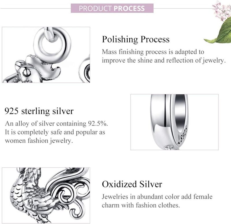VOROCO Store Charm 925 Sterling Silver Bracelet Necklace Pendant Bead Charms Jewelry Gift for Women Mother Daughter Grandma Family Friends - Image 2